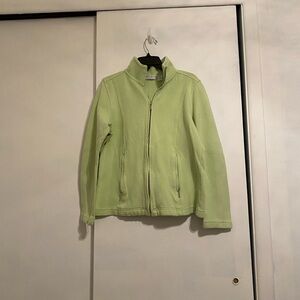 Lady Hathaway Lime Green Women's (L) Fleece Full Zip-Up High Collar Knit Jacket